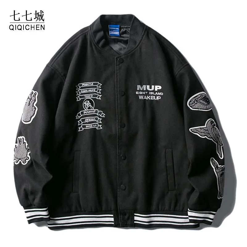 Baseball Varsity Jacket Men Letter Patch College Japanese Patchwork Oversized Leather Jackets Couple Hip Hop Streetwear Coats