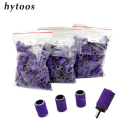 HYTOOS 100pcs/Bag Purple Sanding Bands Without Rubber Mandrel Nail Drill Bit Accessories Gel Removal Nails Care Polishing Tool