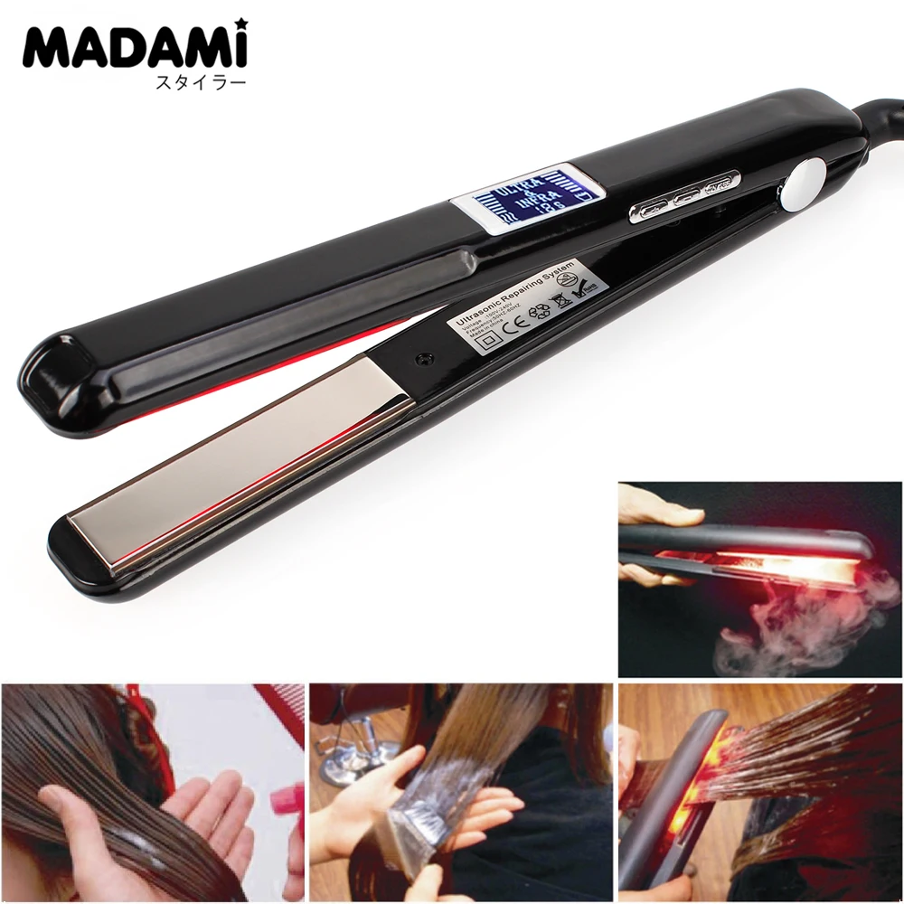 Hair Straightener Infrared and Ultrasonic Profession Cold Hair Care Iron Treatment for Frizzy Dry Recovers Damage Flat Irons