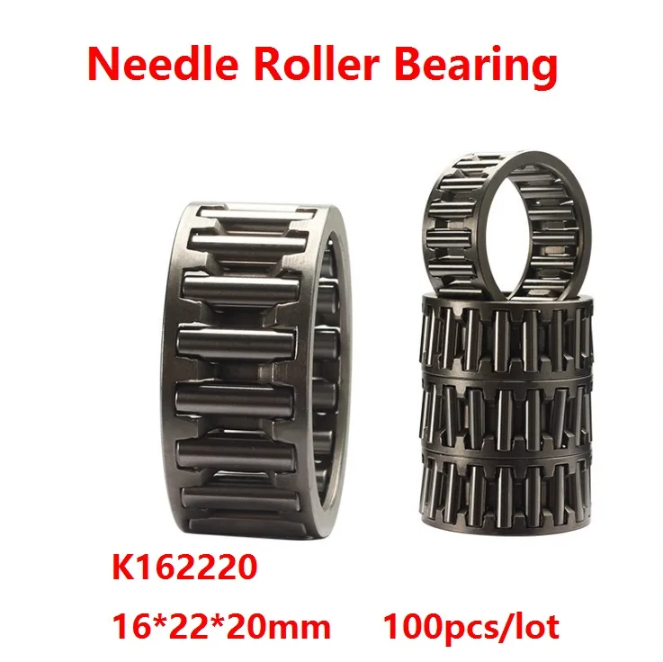 100pcs/lot K162220 K16X22X20 Radial Needle roller and cage assemblies Needle Roller Bearing 16×22×20mm