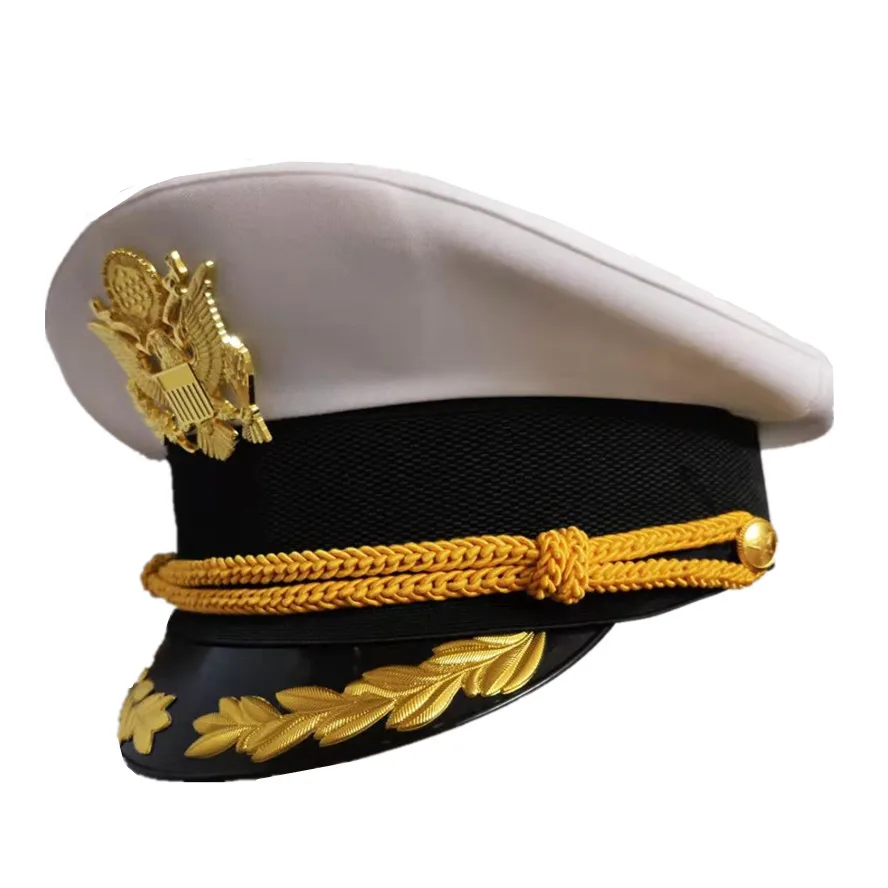 White Captain Sailor  Caps With Anchor Hat Eagle For Fancy Cosplay