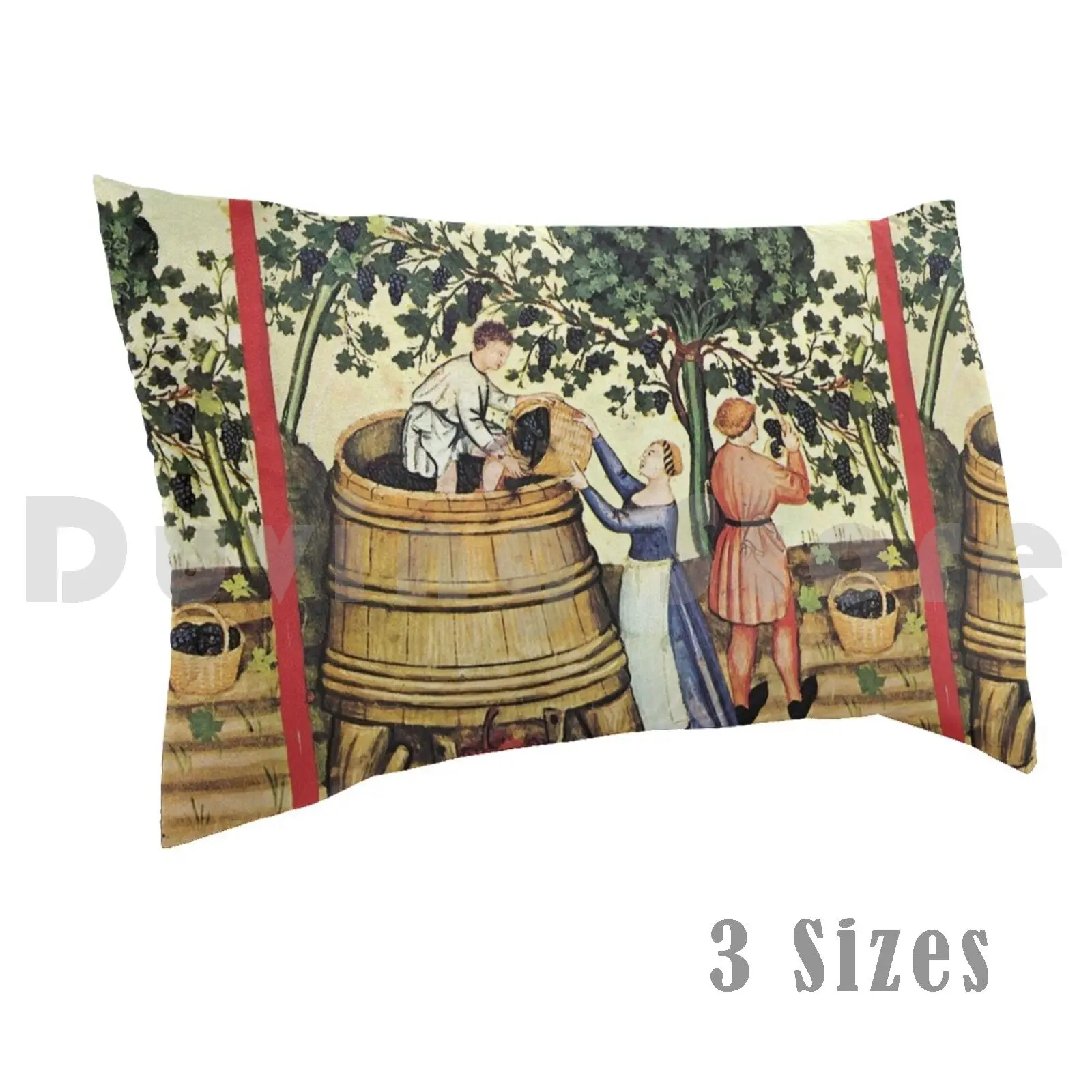 Antique Grape Vineyard Harvest Medieval Grapevine Miniature Pillow case 688 Grapes Fall Autumn