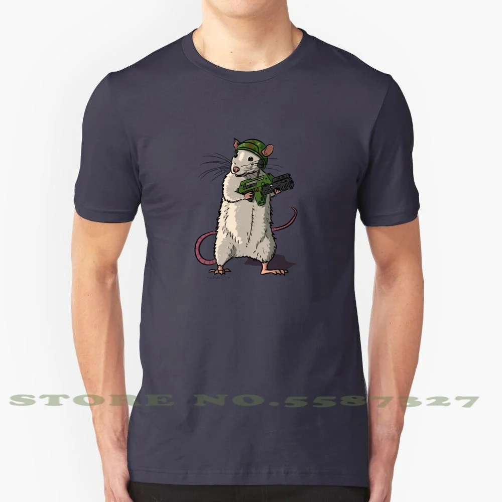 Rat Marine 100% Pure Cotton T-Shirt Aliens Rodent Pulse Rifle Uscmc Funny Spoof Silly Animal Pet Rattus