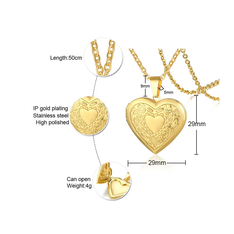 Trendy Stainless Steel Heart Locket Necklace for Women Girls, Can Be Opened Reliquary Pendant,with Family BFF Collar Jewelry