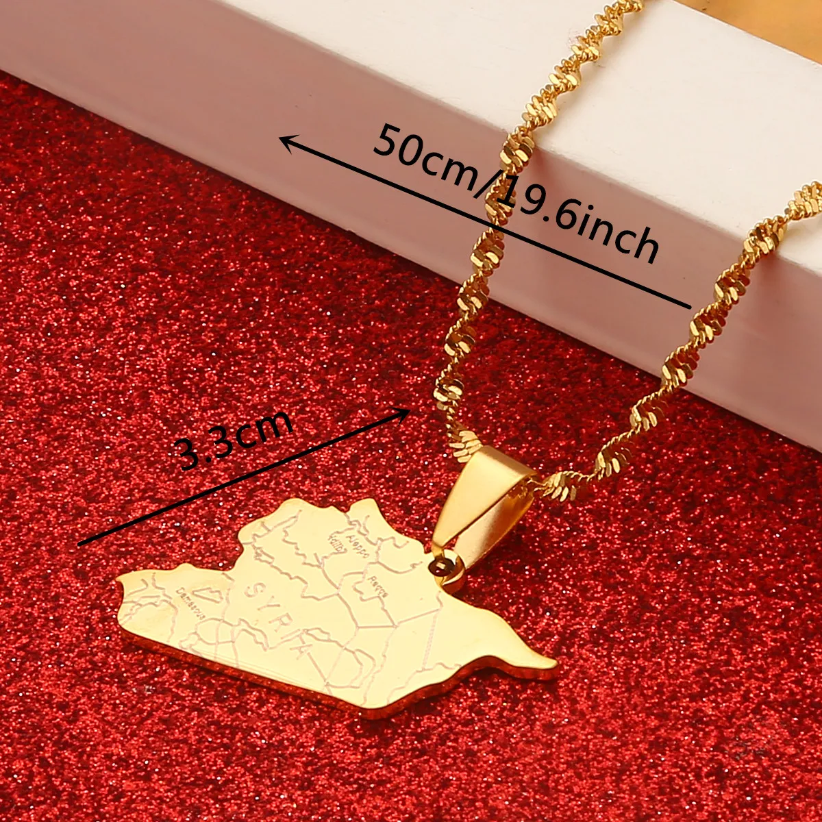 Gold Plated Stainless Steel Syria City Map Pendant Necklace For Women Men Trendy Chain Jewelry