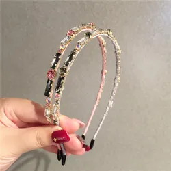 Gorgeous Gemstone Square Headwear Hair Hoops Wedding Jewelry For Women Baroque High-end Shiny Crystal Headband Bridal Hair Band