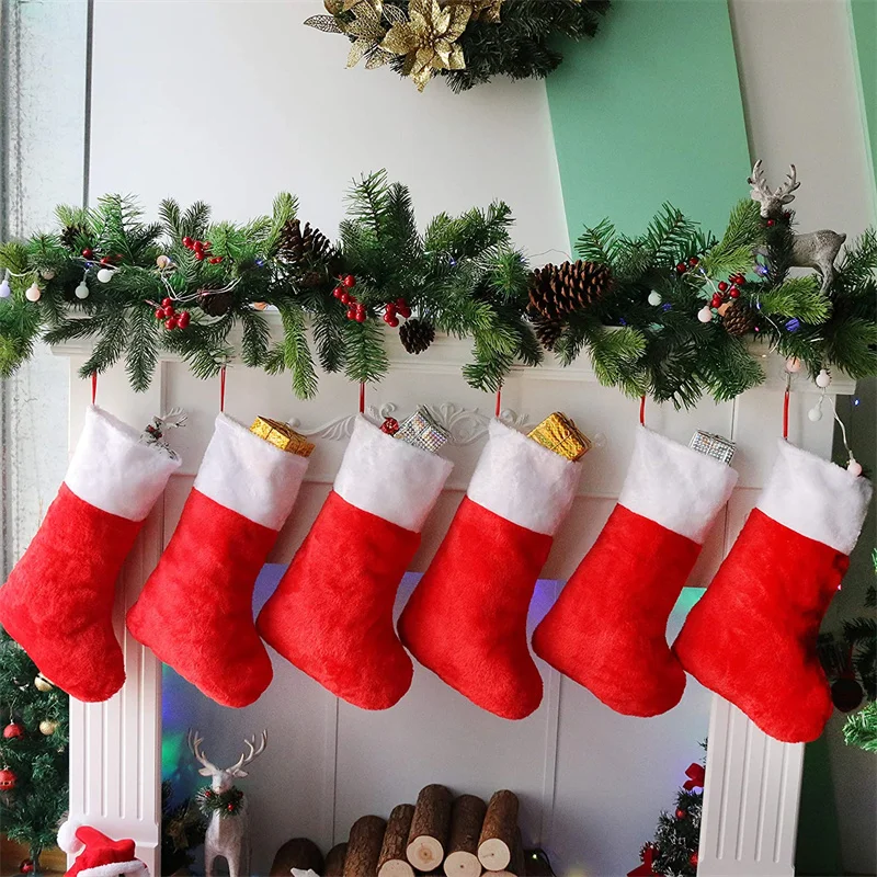 クリスマス用の豪華な赤いストッキング,靴下,ギフト,ハンギングバッグ,収納バッグ,販売