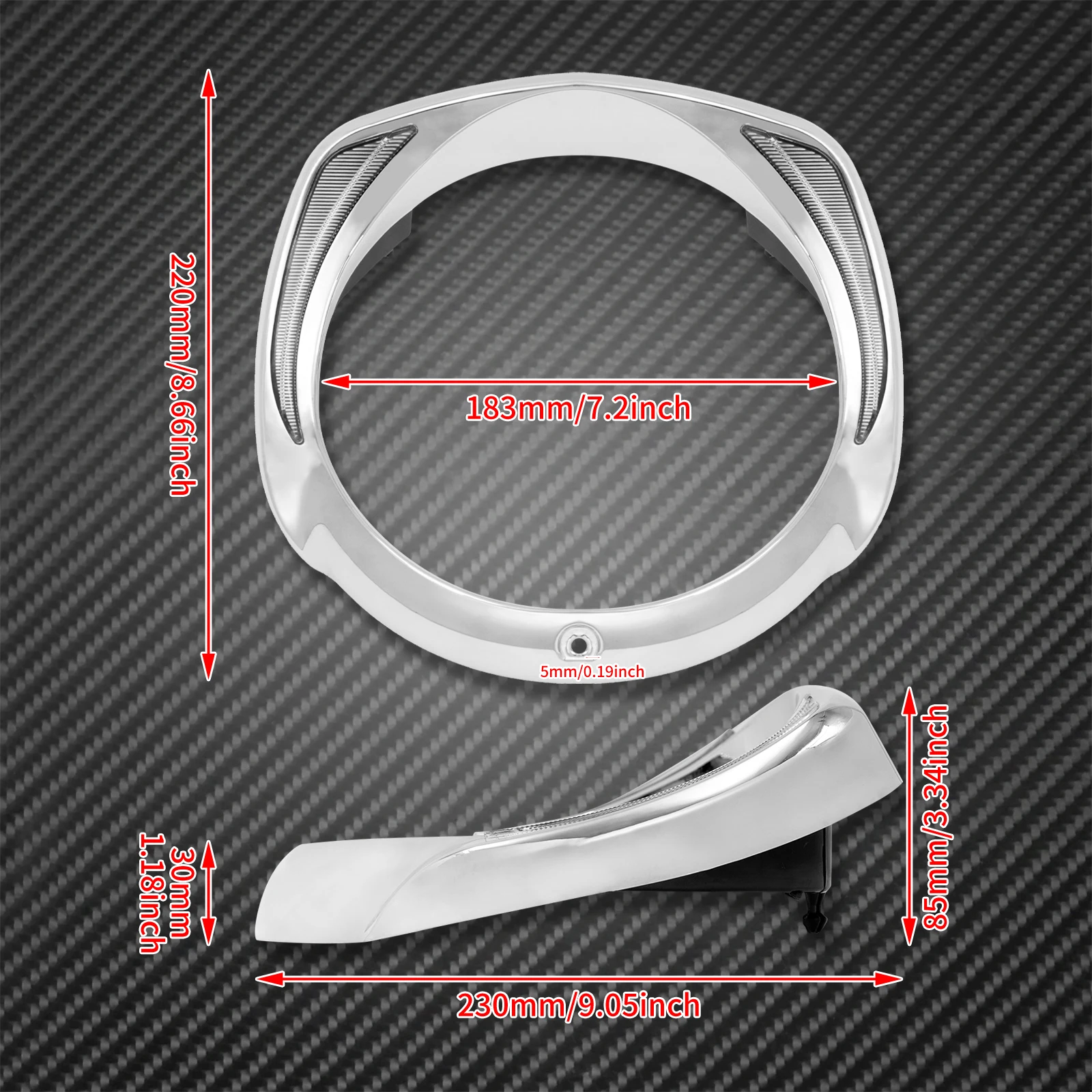 Motorcycle 7'' LED Headlight Bezel Visor Trim Ring Batwing Fairing Cover For Harley Touring Electra Street Glide CVO 2014-2021