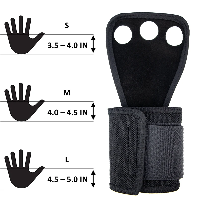 Gym Weightlifting Gloves 3 Holes Cowhide Leather Hand Grips Artistic Gymnastics Grip Pull-ups Prevent Hand Blisters Rip