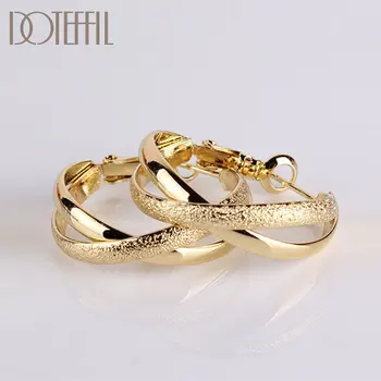 DOTEFFIL 925 เงินสเตอร์ลิง Gold Matte Rose Gold ต่างหูผู้หญิงเครื่องประดับน่ารักโรแมนติกเครื่องประดับของขวัญงานแต่งงาน