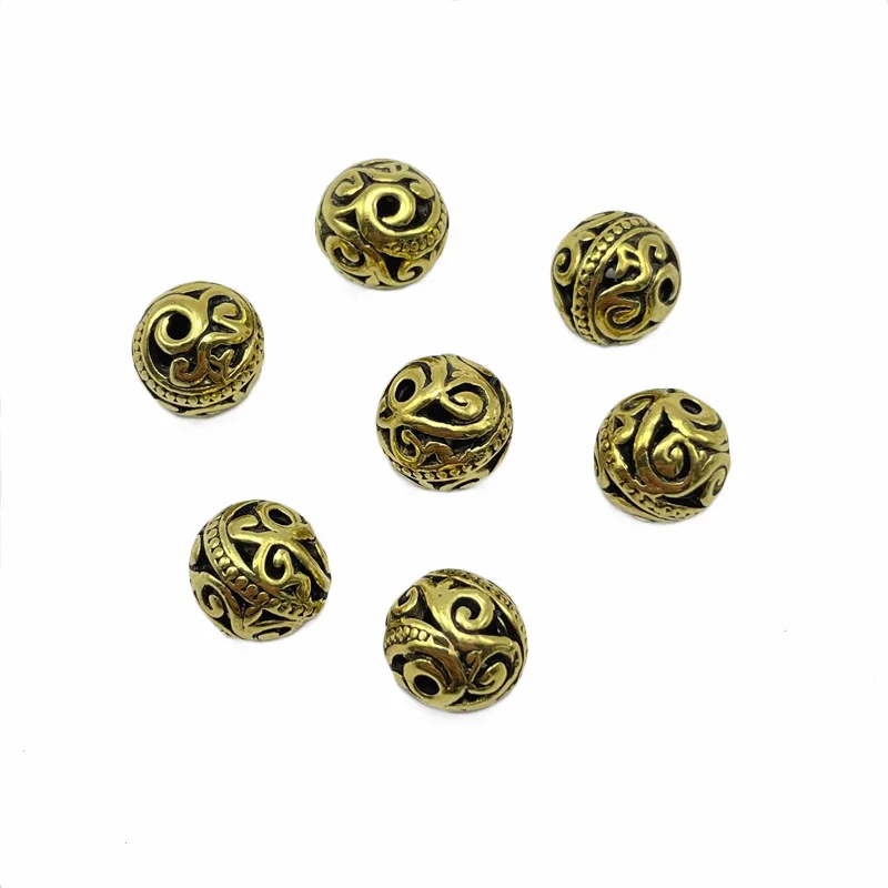 10pcs 10mm Tibetan Antique Silver Color Hollow Ball Metal Beads Spacer Beads For Jewelry Making DIY Bracelet Nekclace