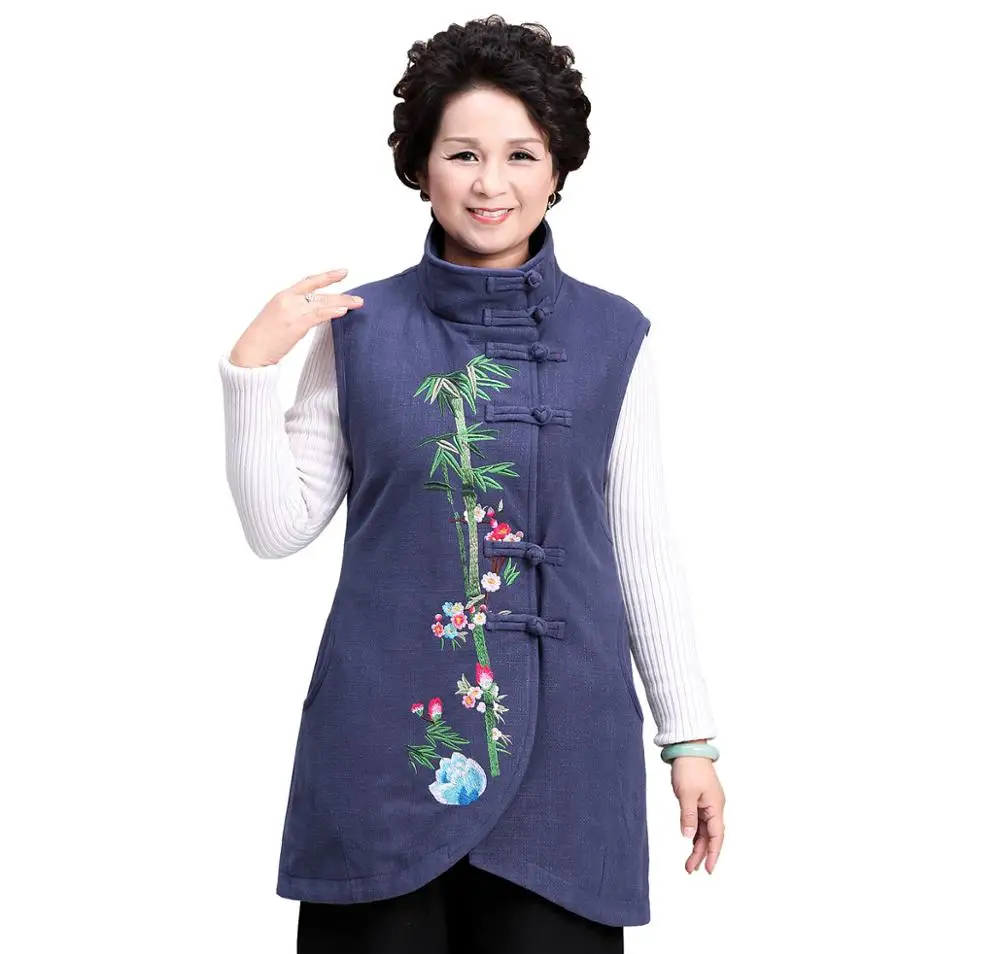 

Shanghai Story Autumn Winter Bamboo Embroidery Chinese Traditional Top Womens Vest