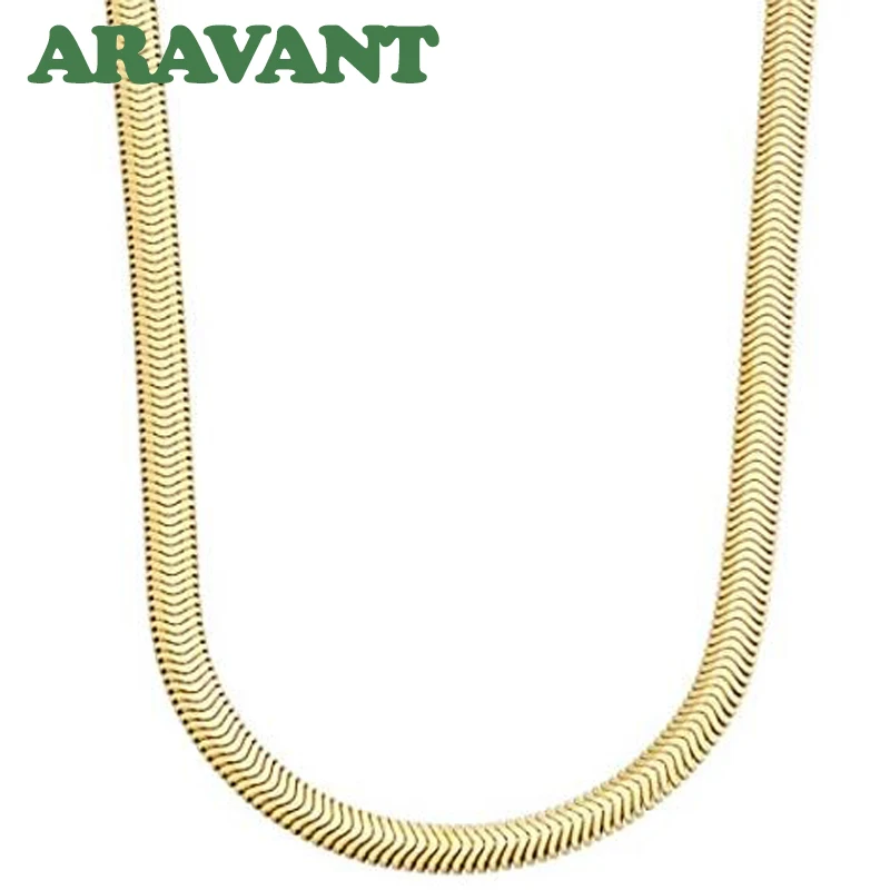 Aravant 925 Silver 18K Gold 6MM Snake Chain Necklace For Men Women Fashion Jewelry