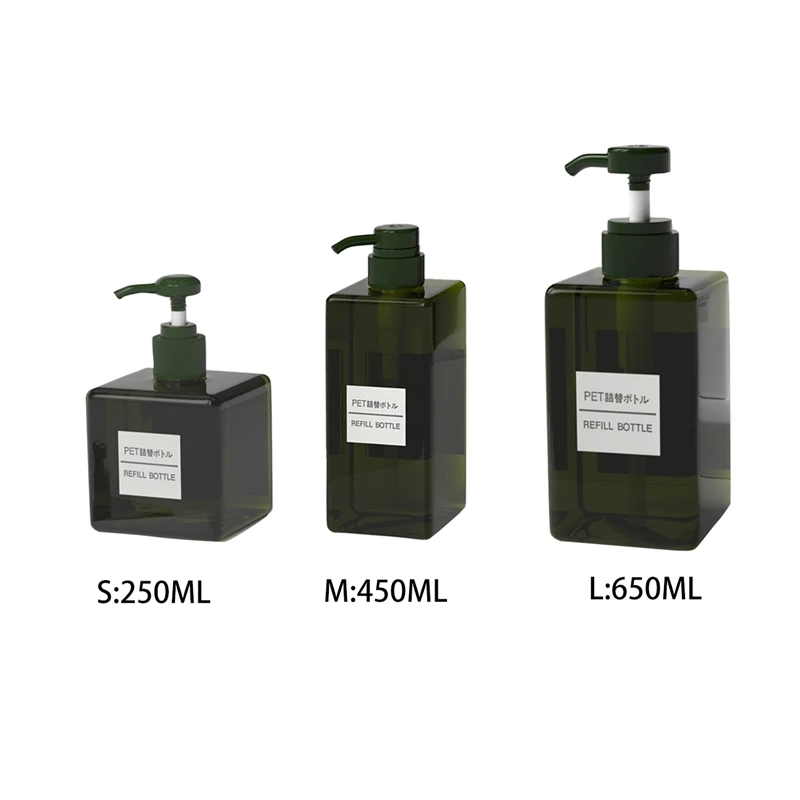 Shampoo Shower Gel Dispenser Rectangular Refillable Bottle Press Type For Cosmetic Shampoo Bottles 250/450/650ML