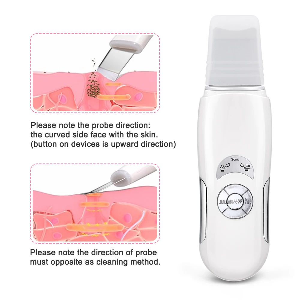 Ultrasonic Skin Scrubber Deep Face Cleaning Machine Peeling Shovel Facial Pore Cleaner Face Skin Lift Machine Mesotherapy