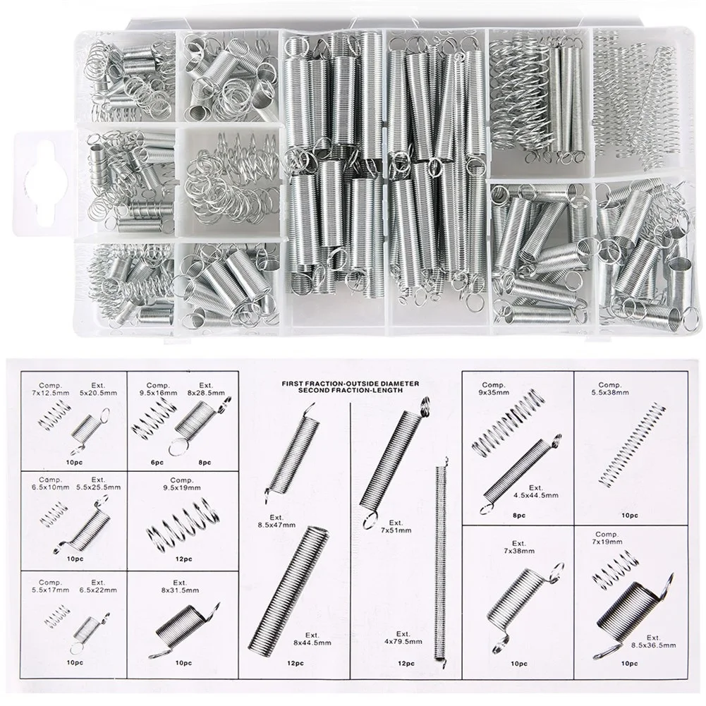 Compression Set Extension Tension Spring， Spring Tension Spring ，Pressure Suit Hardware Tool With Plastic Storage Box，200PCS