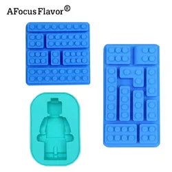 Silicone Cake Mold Chocolate Cookie Fondant Mold Robot Building Blocks DIY Ice Cream Mould Cake Decoration Kitchen Baking Tools