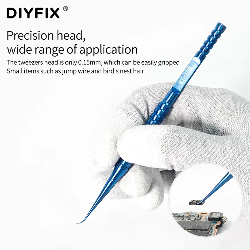 Relief RT-11B/15B Titanium Alloy Tweezers Mobile Phone Repair Flying Line Tweezers Lengthened Hardened 0.15mm Fine-tipped Tool