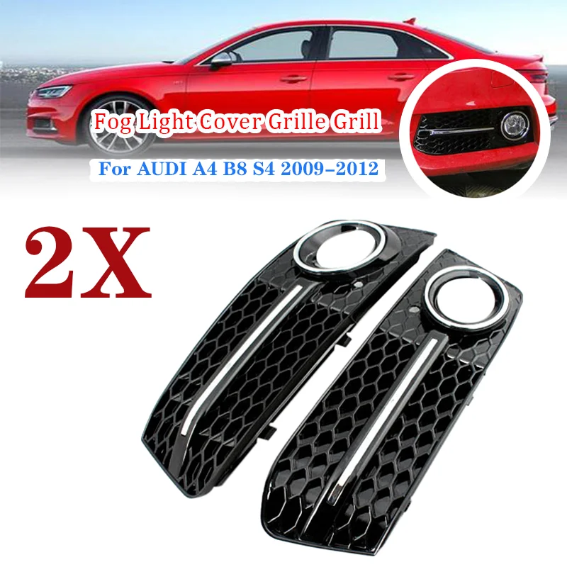 1 Pair Fog Light Cover Grille Grill For Audi B8 A4L S4 2009-2012  Car Front Bumper Light Grills In Racing Grills Car Accessories