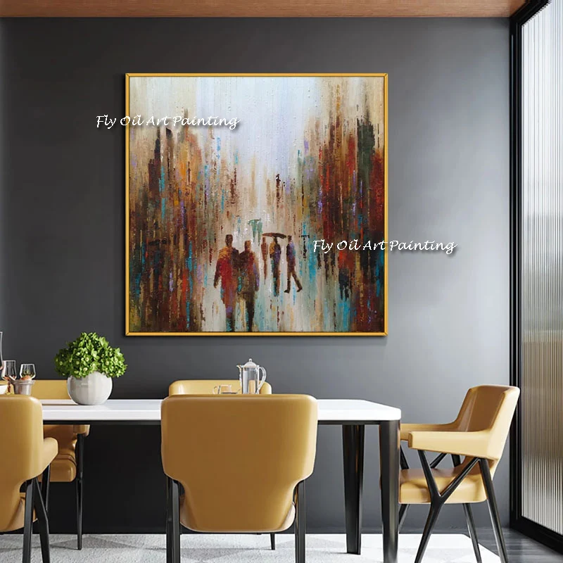 

100% Handmade Painting Abstract Walking In The Street Oil Painting On Canvas Classical Wall Art As A Gift For Home Decoration
