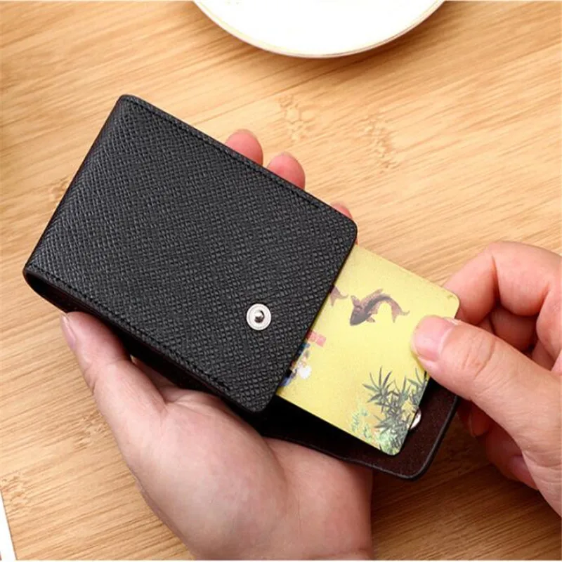 Titular do cartão de crédito Bolsa de couro para homens e mulheres, Case Wallet, ID Bank Card Holder, Cash Wallet