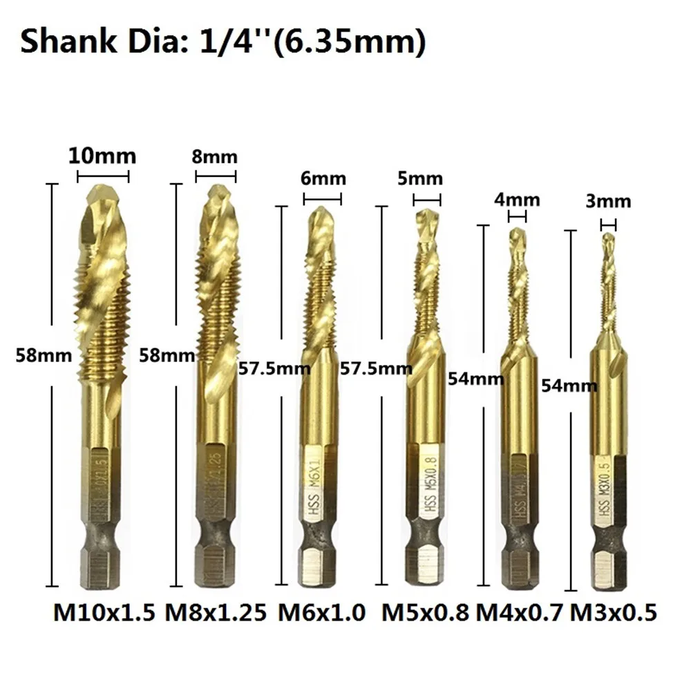 

M3-M10 Metric Hss Coated Canister Screw Tap Hex 1/4 "shank Thread Drill Spiral