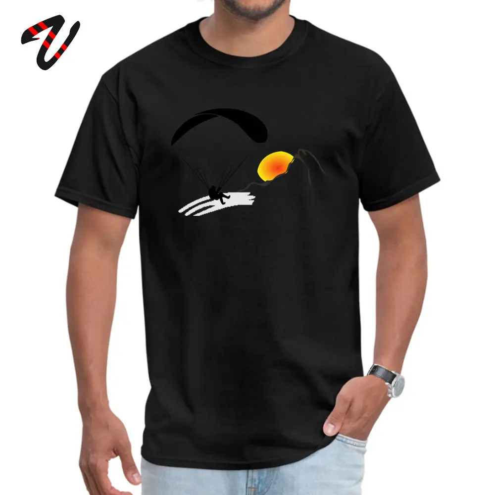 Men's Paragliding Fashion Short-Sleeved White T-Shirt; High-Quality Round-Neck T-Shirt for Labor Day
