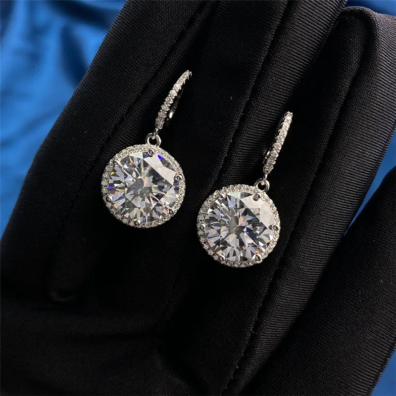 

Solitaire 5ct Diamond Dangle Earring Original 925 sterling silver Jewelry Engagement Wedding Drop Earrings for Women Bridal Gift