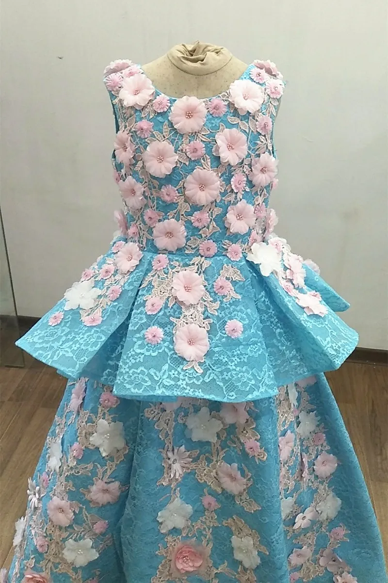 Robe à fleurs pour filles, tenue de soirée élégante et Chic, pour fête d'anniversaire, Photos réelles, avec des Appliques en dentelle, nouvelle collection 2020