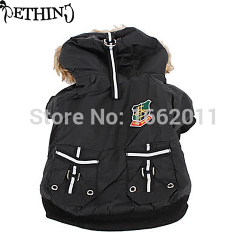 Quilted Warm Hoodie Dog Jacket Hot Design Pet Dog Jacket Winter Dog Clothes Small Dog Winter Clothes  (XS-L, Black)