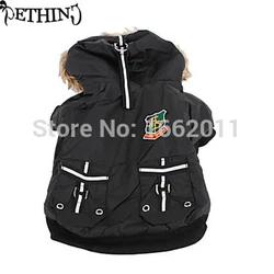 Quilted Warm Hoodie Dog Jacket Hot Design Pet Dog Jacket Winter Dog Clothes Small Dog Winter Clothes (XS-L, Black)