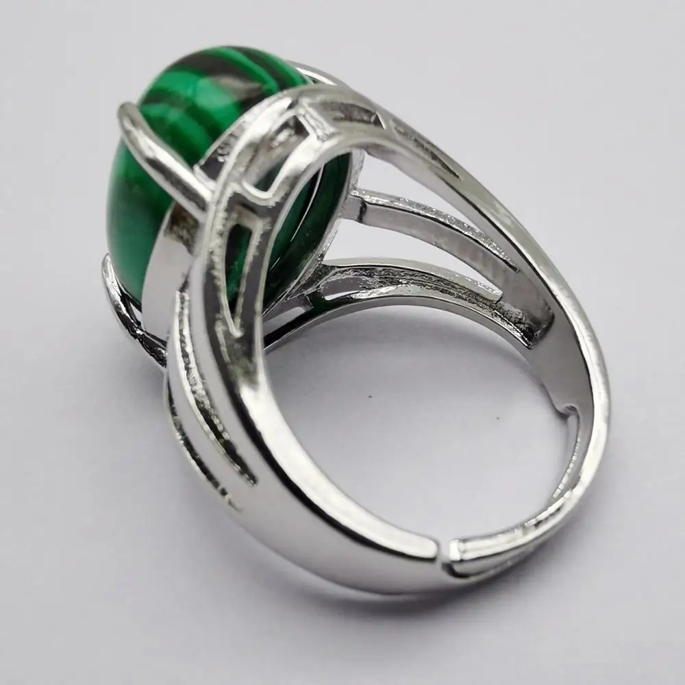 Green Malachite Stone Oval Bead GEM Finger Ring Jewelry For Woman Gift Size 8 X265