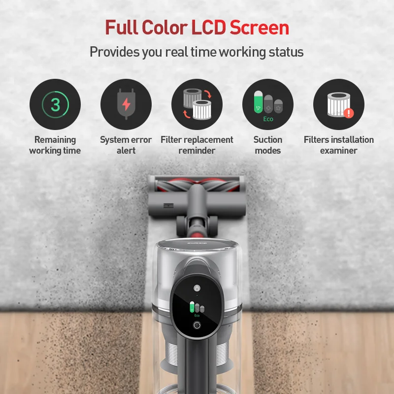 Dreame t20 handheld sem fio aspirador de pó inteligente escova de superfície 25kpa tudo em um coletor de pó chão tapete aspirador
