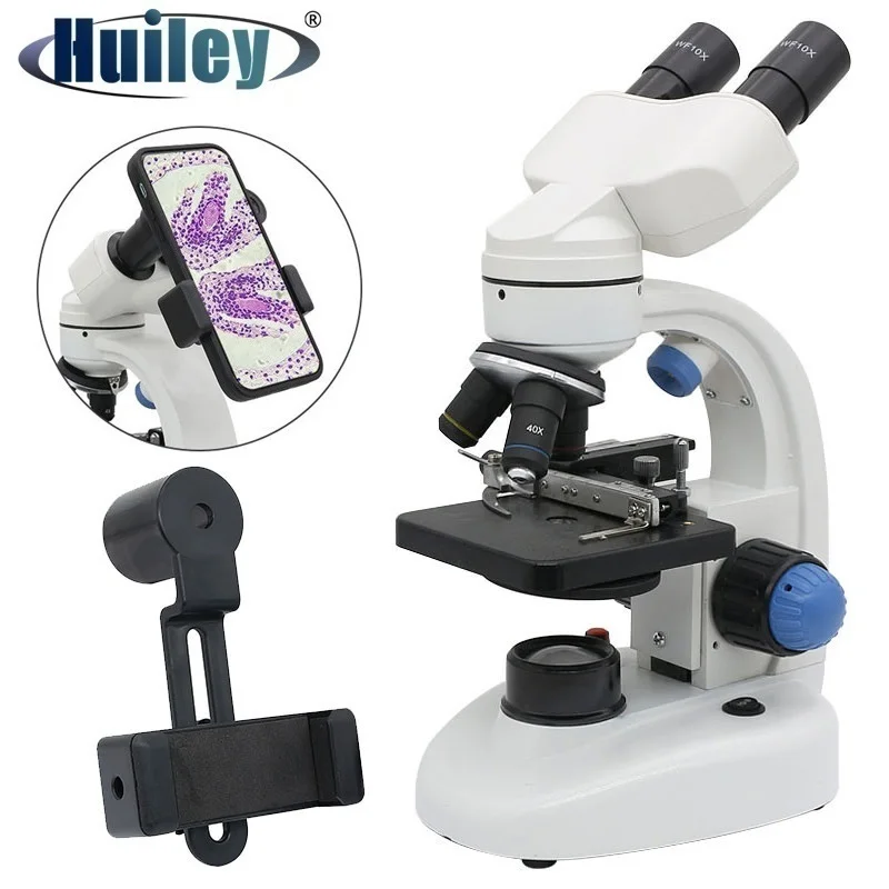 Mikroskop biologiczny 2000X z klipsem do smartfona HD podświetlany monokularowy/mikroskop dwuokularowy narzędzia do eksperymentów studenckich