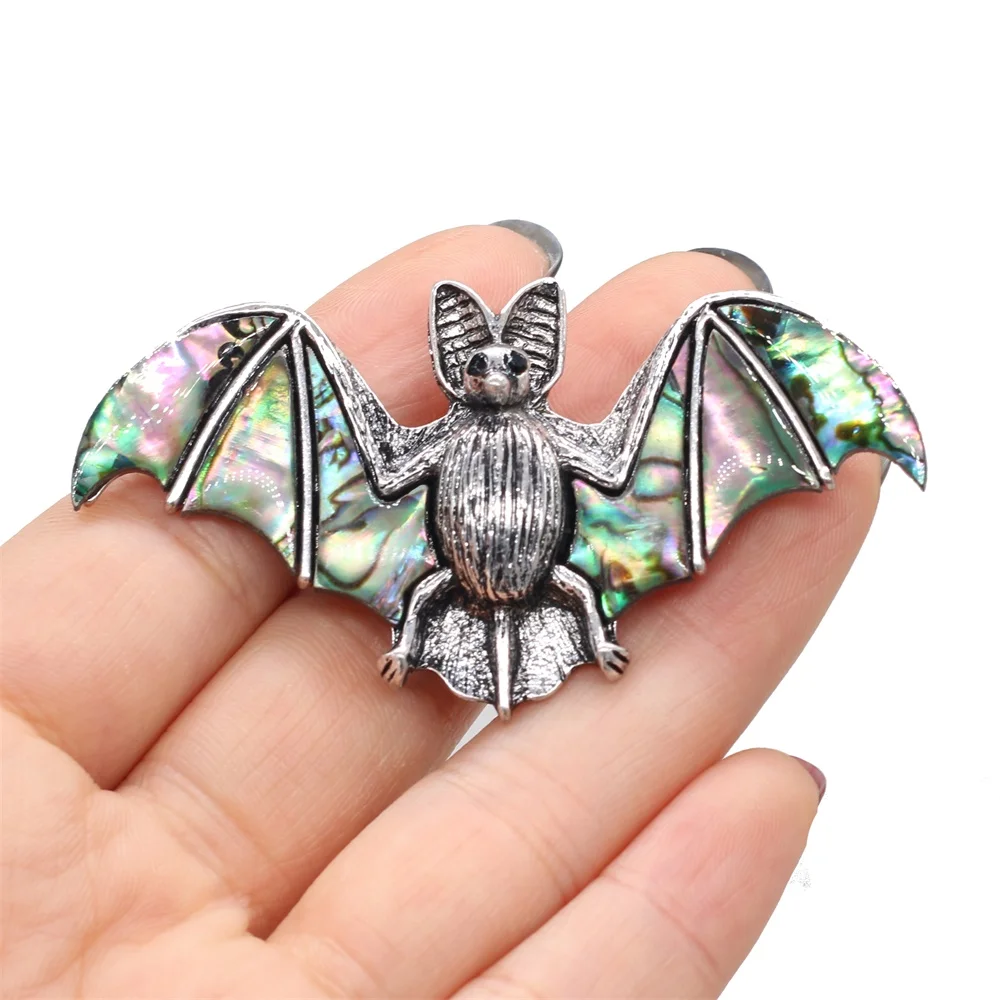 Shell Bat Brooch Natural Abalone Shell Bat-shaped Brooch Men and Women Fashion Wild for Jewelry Making DIY Accessories