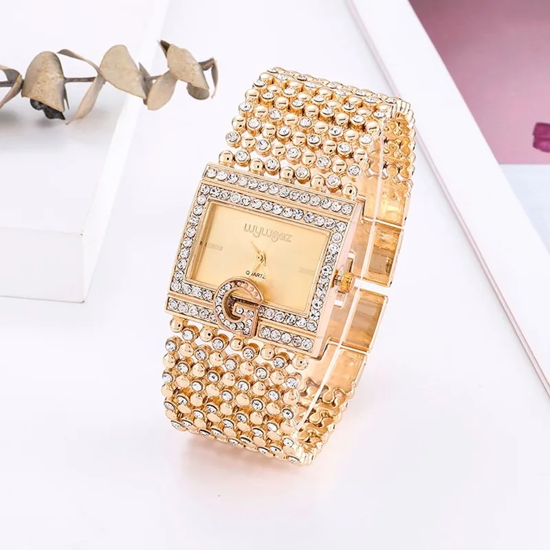 Relojes de lujo con diamantes de marca para mujer, relojes de pulsera de cuarzo con diamantes, de acero inoxidable, 2020