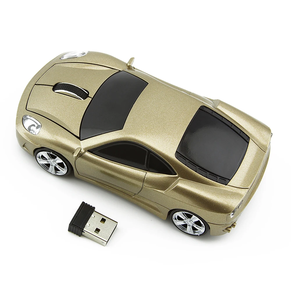 Chyi drahtlose Sportwagen Form Computermaus Mini ergonomische Gaming-Mause tragbare USB-PC-Mäuse mit blauen LED-Scheinwerfer für Laptop
