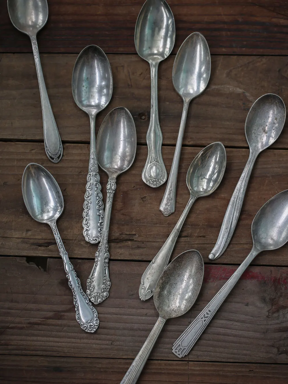 Vintage Old Dessert Coffee Spoons Small Tableware Rustic Style Food Photography Props