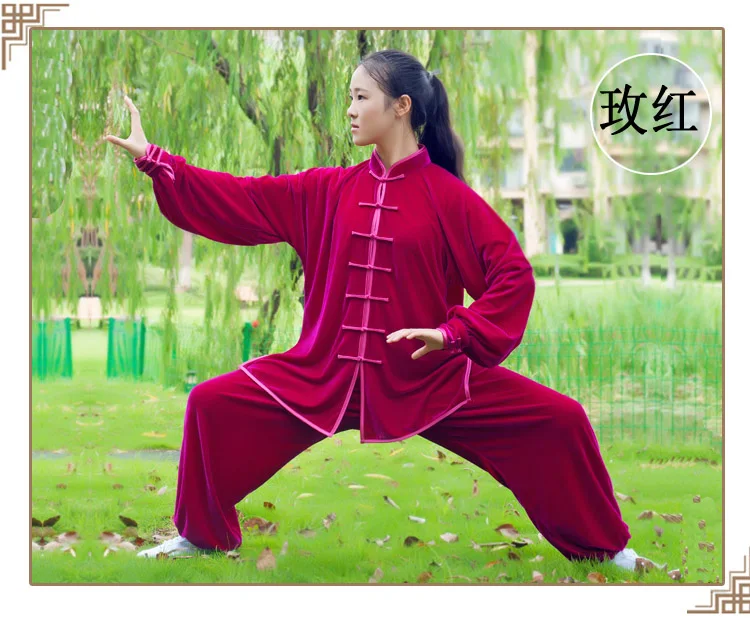 Winter Men Women Tai Chi Kungfu Uniforms Thick Velvet Warm Coat Sweatshirt+pant Casual Jogger Yoga Martial Arts Fitness gym Set