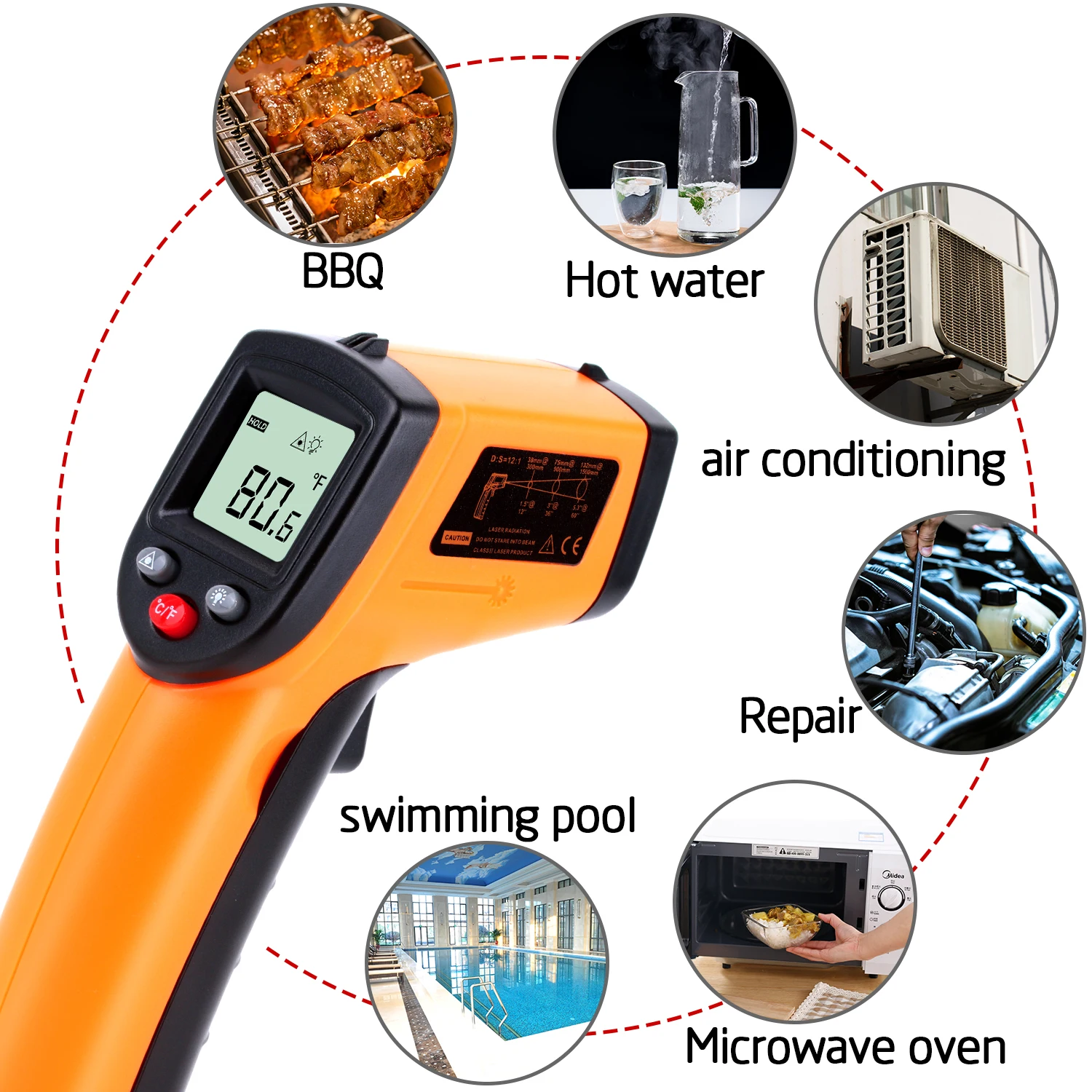 

RZ Infrared Thermometer Digital Non-Contact Laser Temperature Sensor Controller -50-400℃ /-58-752℉Digital Handheld Pyrometer