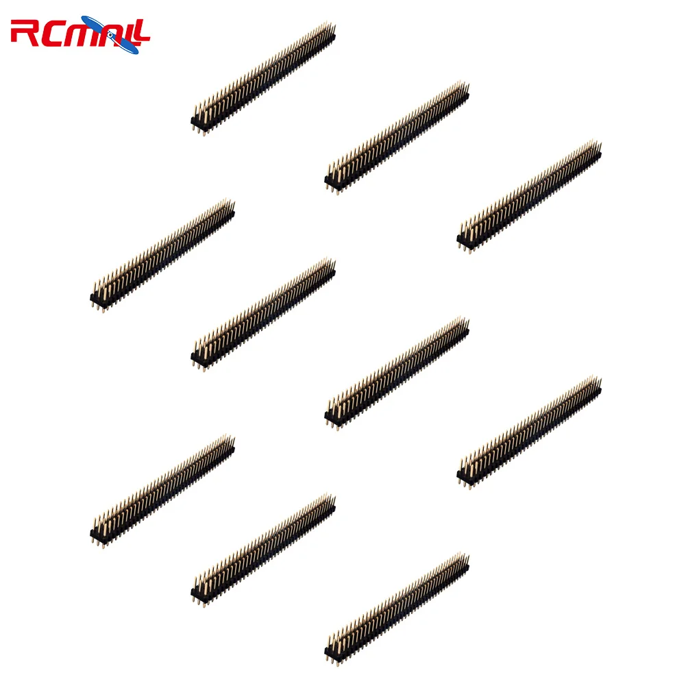 RCmall 10Pcs 3x40P 2.54mm Pitch PCB Pin Header Male Triple Row Straight Square Pins Through Hole Gold Flash Three Rows Space