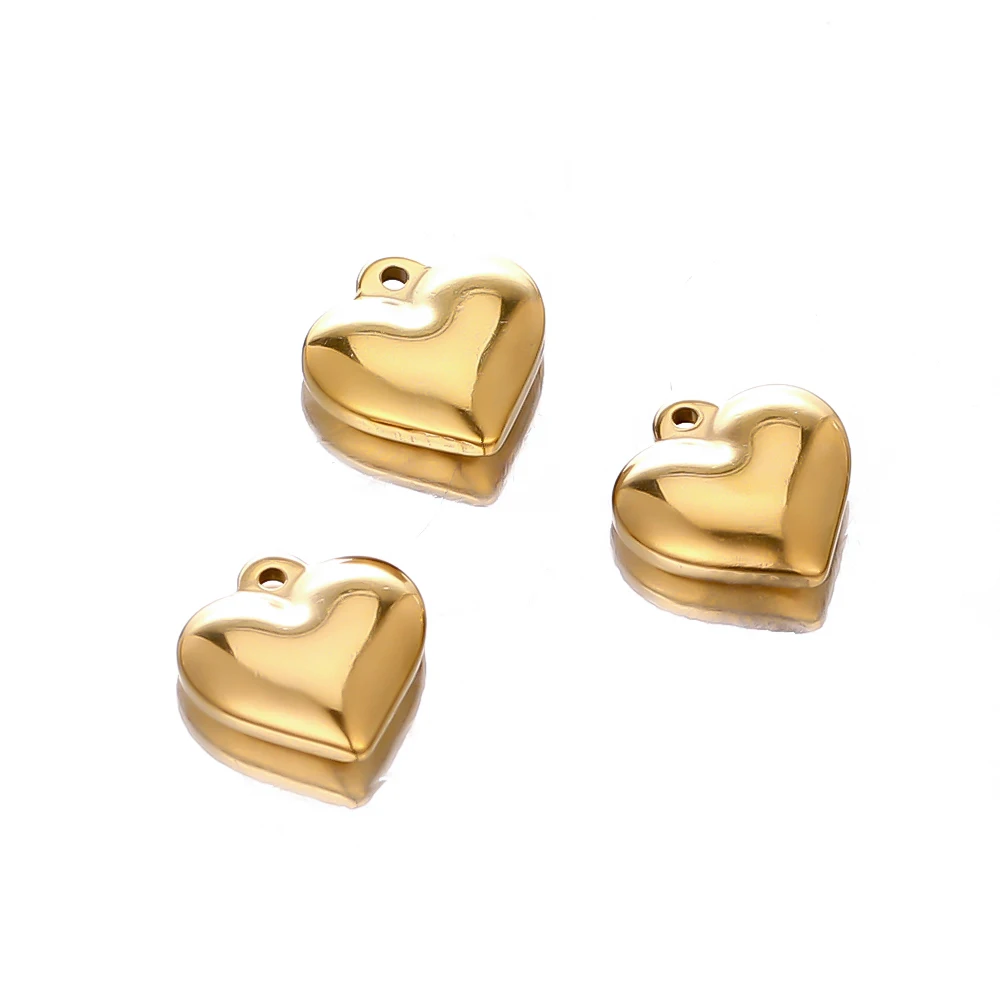 5pcs Stainless Steel  Heart Pendants Charms for DIY Jewelry Necklace Making Handmade Hip-hop Charms Findings Bulk Supplies