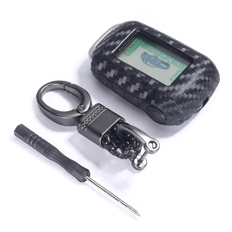 Silikonowe etui na kluczyk samochodowy z włókna węglowego do StarLine A62 A92 V62 MOTO V63 A94 A64 T94 Dwukierunkowy alarm samochodowy LCD Pokrowiec na pilota zdalnego sterowania