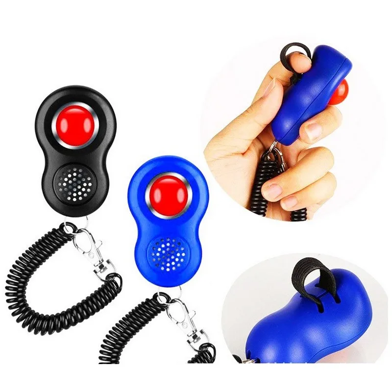 Pet Cat Dog Training Clicker With Finger Loop Wrist Band Humanized Scientific Professional Design Pet Tool Set