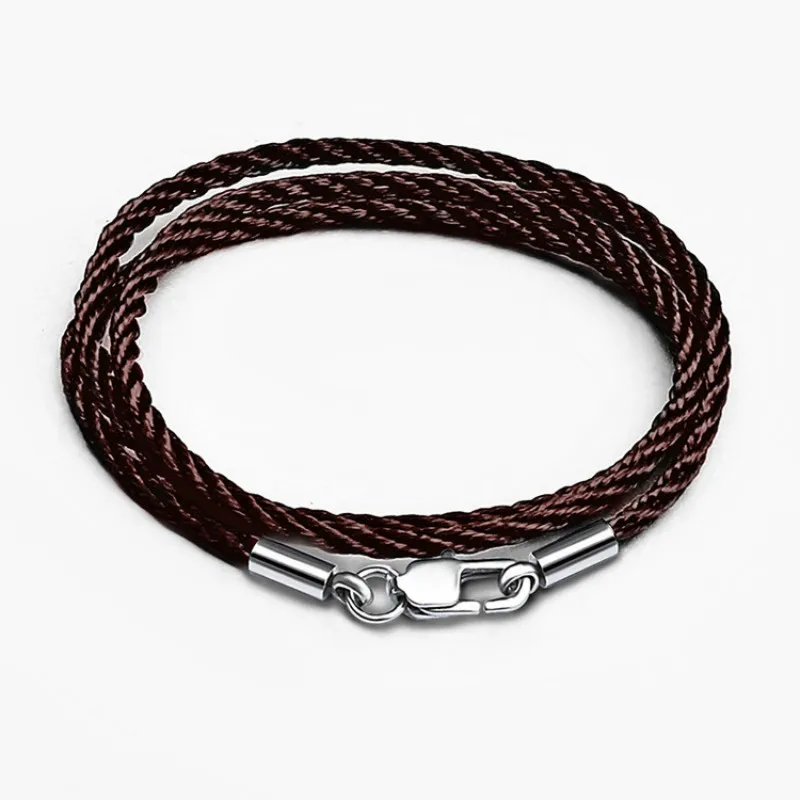 Braided Long Rope Cotton String Cord Chain Stainless Steel Lobster Clasp Korean Men\'s Black Rope Diy Necklace Jewelry Making
