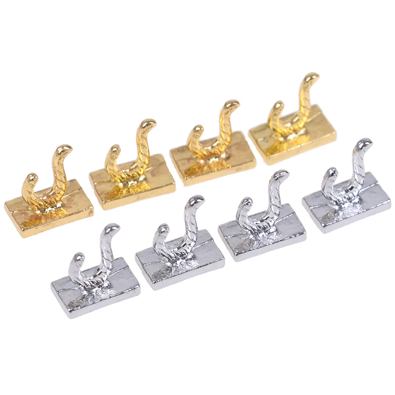 4Pcs 1:12 Puppenhaus Miniatur Kleidung Mantel Haken Rack Metall Wand Aufhänger Puppenhaus Bad Zubehör