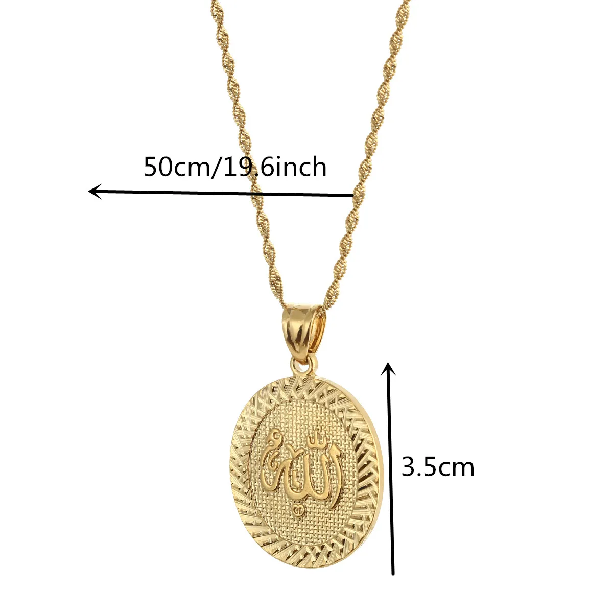 Prophet Muhammad Allah Pendant Necklace Women Men Gold Color Middle East Islamic Arab Ahmed Muslim Jewelry