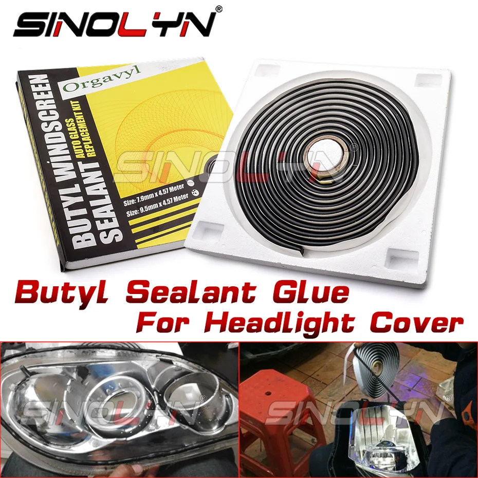 4m Butyl Sealant Glue For Headlight Cover Headlamp Black Snake Windscreen Taillight Shield Adhesive Rubber Glue Strip Retrofit