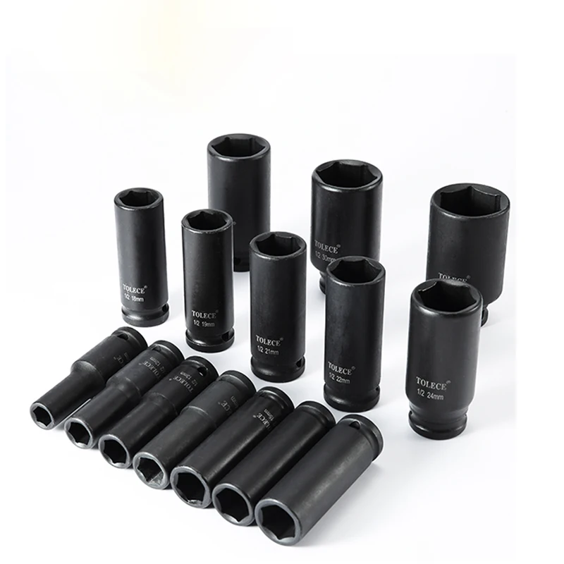 임팩트 소켓 세트, 8-41mm 슬리브, 육각 공압, 긴 헤비 타이어 슬리브 헤드, 리튬 전기 렌치용 수공구, 1/2 인치