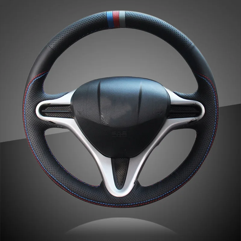 

Чехол на руль с ручным шитьем на заказ для Honda Fit 2009-2013 City Jazz, чехол на руль «сделай сам», аксессуары для интерьера